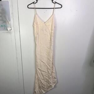 Love Stitch Dress Womens M Slip Polka Dot Babydoll Light Pink Asymmetrical Hem